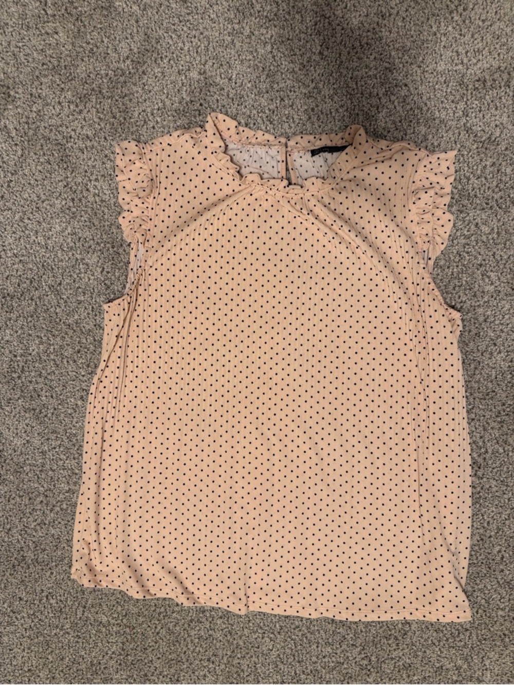 Adrianna Papell Peach Polka Dot Ruffle Sleeve Blouse